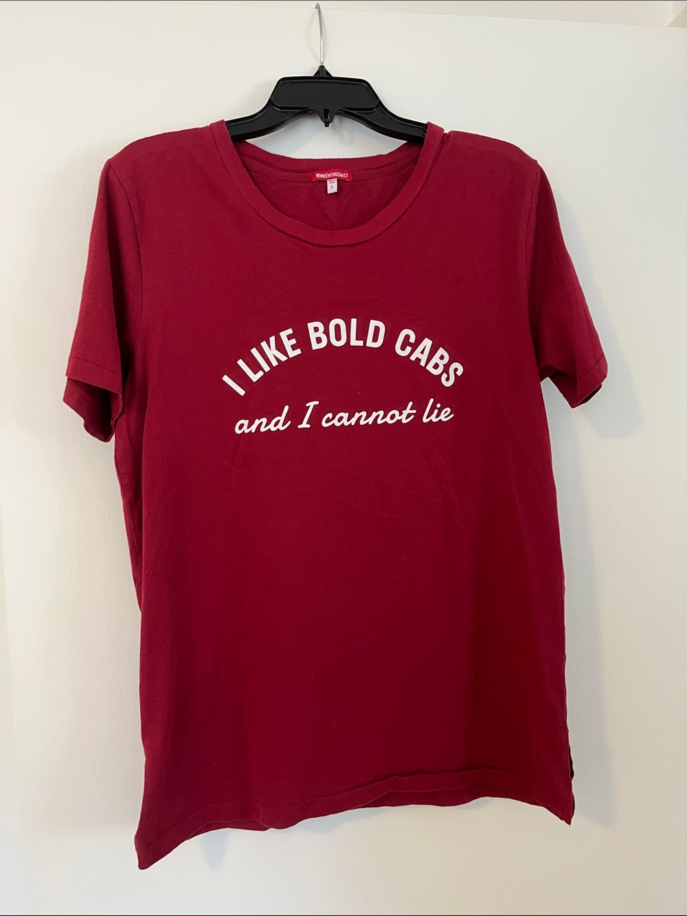 Graphic Tee "I Like Bold Cabs" in Deep Red.  Women’s L